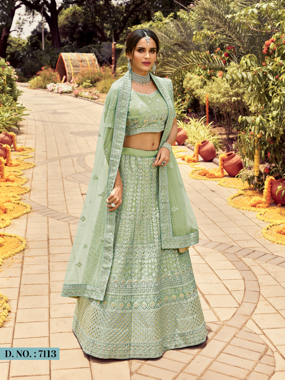 Shop Embroidered Art Silk Designer Lehenga Choli In Sea Green