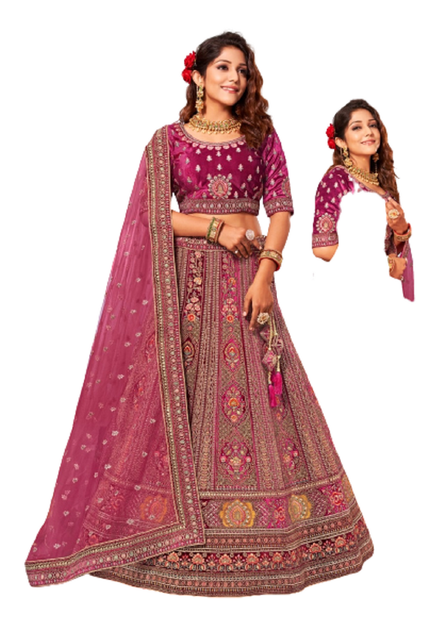 Buy FUSIONIC Rich Red Color Designer Soft Net Base Lehenga Choli For Women  at Amazon.in