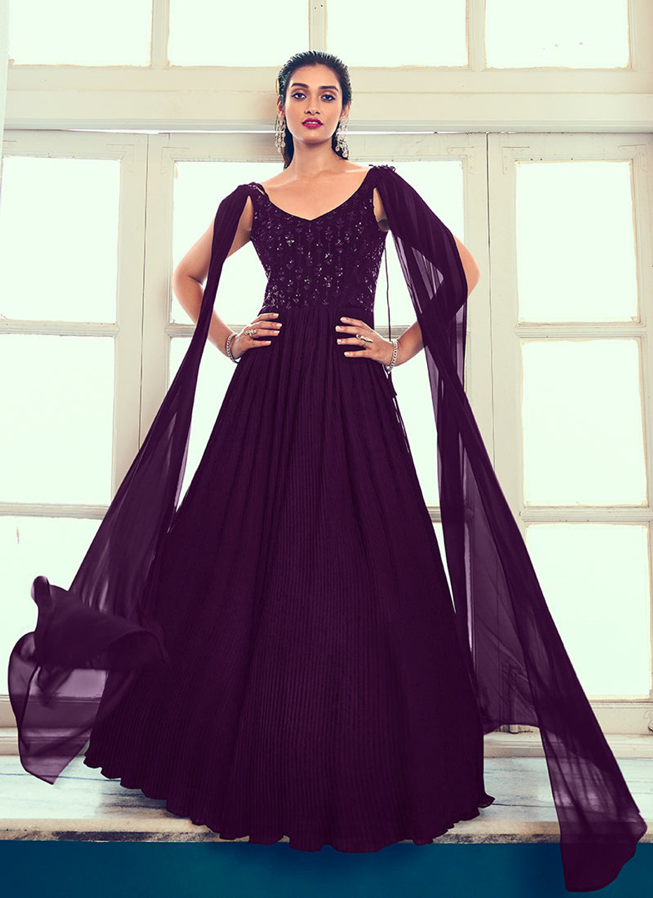 Buy Beautiful Georgette Full Flair Gown With Beautiful Heavy Handwork of  Cutdana, Chid, Mirror, Zardosi & Sequence for Women, Party Wear Gowns Online  in India - Etsy