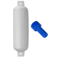 Polyform G-4 Twin Eye Fender 6.5" x 22" - White w\/Air Adapter [G-4-WHITE]