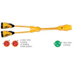 Marinco Y503-2-30 EEL (2)-30A-125V Female to (1)50A-125V Male - "Y" Adapter - Yellow [Y503-2-30]