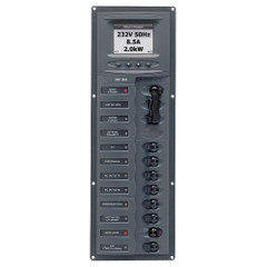 BEP AC Circuit Breaker Panel w\/Digital Meters, 8SP 2DP AC230V ACSM Stainless Steel Vertical [900-AC2V-ACSM]