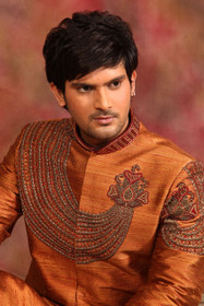 Amazing Rust Raw Silk Designer Sherwani1038