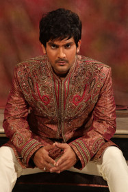 Amazing Maroon Zari Brocade Designer Sherwani1042