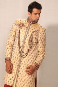 Amazing Golden Zaro Brocade Designer Sherwani1043