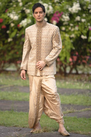 Amazing Golden Khadi Silk Designer Sherwani1051