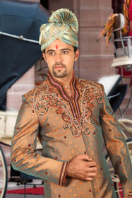 Amazing Brown Brocade Silk Designer Sherwani1161