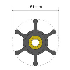 Albin Pump Premium Impeller Kit - 51 x 8 x 22mm - 6 Blade - Single Flat Insert [06-01-008]