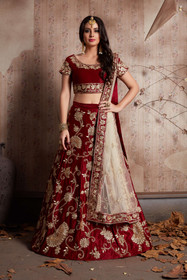 Beautiful Red Velvet Silk Lehenga Choli5451