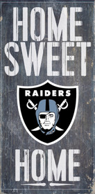 Oakland Raiders Wood Sign - Home Sweet Home 6"x12"