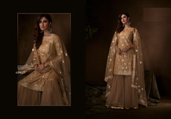 Beige color Soft Net Fabric Palazzo Suit