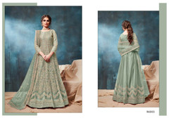 Blue color Net Fabric Heavily Embroidered Floor Length Anarkali style Suit