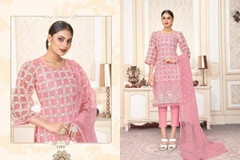 Pink color Net Fabric Suit