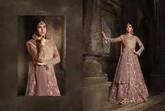 Mauve color Full Sleeves Floor Length Net Fabric Anarkali style Suit