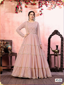 Baby Pink color Georgette Fabric Gown