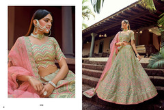 Pista Green color Organza Fabric Embroidered Lehenga Choli