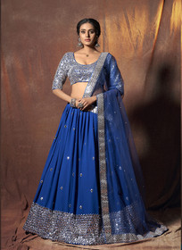 Blue color Georgette Fabric Lehenga Choli