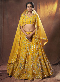 Yellow color Georgette Fabric Lehenga Choli