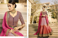 Mauve and Pink color Pure Silk Jacquard Fabric Lehenga Choli