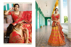 Yellow and Orange color Pure Silk Jacquard Fabric Lehenga Choli