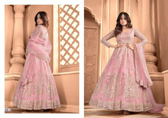 Pink color Embroidered Net Fabric Anarkali style Suit