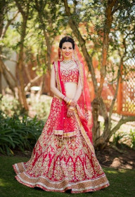 Red color Raw Silk Fabric Lehenga Choli