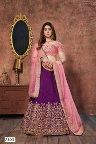 Purple color Mulberry Silk Fabric Lehenga Choli