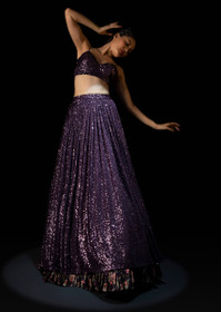 Purple color Net Fabric Lehenga Choli