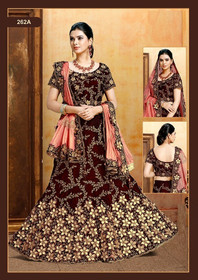 Maroon color Velvet Fabric Lehenga Choli