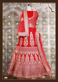 Red color Velvet Fabric Lehenga Choli