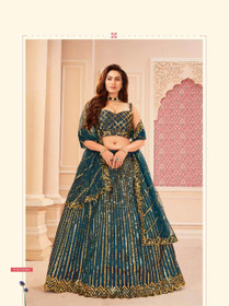 Blue color Silk Satin Fabric Lehenga Choli