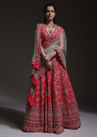 Red color Silk Fabric Lehenga Choli