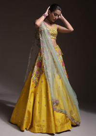 Yellow  color Silk Fabric Lehenga Choli