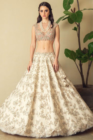 Cream color Silk Fabric Lehenga Choli