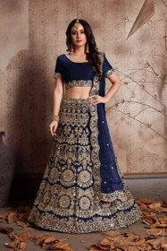 Royal Blue color Silk Fabric Lehenga Choli