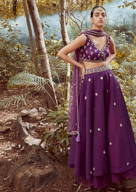 Purple color Silk Fabric Lehenga Choli