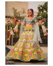 Green color Silk Fabric Lehenga Choli