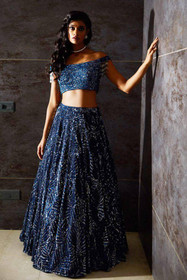 Midnight Blue color Net Fabric Lehenga Choli