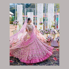 Pink color Net Fabric Lehenga Choli