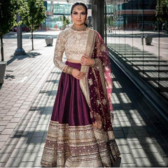 Wine color Silk Fabric Lehenga Choli