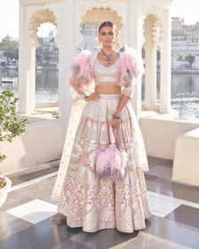 Peach Pink color Georgette Fabric Lehenga Choli