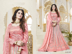 Pinkish Peach color Embroidered Georgette Fabric Lehenga Choli