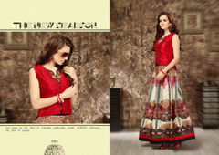 Red color Satin Fabric Indowestern Suit