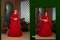 Red color Net Fabric Lehenga Choli