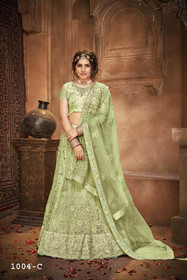 Olive Green color Net Fabric Lehenga Choli