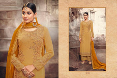 Golden color Georgette Fabric Embroidered Suit