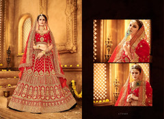 Red color Velvet Fabric Bridal wear Lehenga Choli