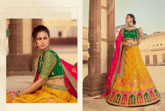 Yellow color Pure Silk Jacquard Fabric Lehenga Choli