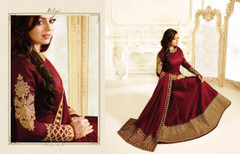Fabulous Maroon Silk Anarkali Salwar Kameez335