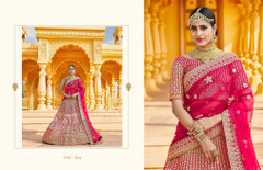 Hot Pink Velvet Fabric Heavily Embroidered Bridal wear Lehenga Choli